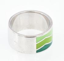 Ezüst (Ag) gyűrű zománcozott díszítéssel, jelzett, méret: 54, bruttó: 6,5 g