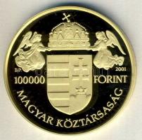 2001. 100.000Ft Au 31,104g "Államalapító Szent István" T:PP Csak 3000db! Díszdobozban, tan...