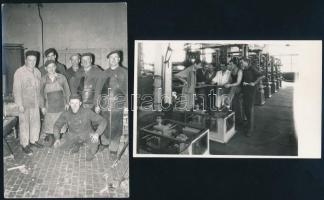 cca 1953-1963 Magyarországi gyárbelsők, munkások, 4 db fotó (részben datálva), 14x9 cm körül