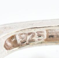 Ezüst (Ag) ékszerszett rózsaszín kővel, gyűrű, medál, fülbevalópár, jelzéssel és jelzés nélkül, brut...