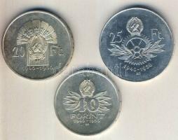 1956. 10Ft + 20Ft + 25Ft Ag "10 éves a Forint" sor T:2