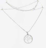 Ezüst (Ag) nyaklánc életfás medállal, jelzett, h: 42 cm, bruttó: 4,2 g