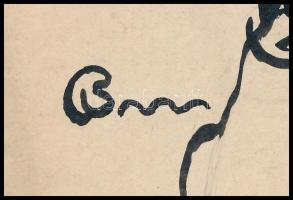 Bardócz Árpád (1882-1938): Zrínyi Ilona portréja. Ceruza, tus, papír. Jelzett. Sérült. 34x27 cm