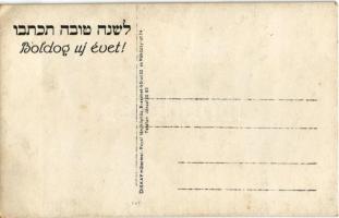 Boldog Újévet! Héber nyelvű zsidó újévi üdvözlőlap. Diskay műtermei. Judaika / Jewish New Year greet...