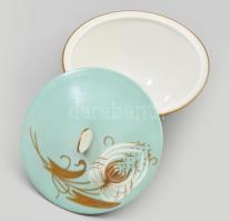 Schaubachkunst porcelán bonbonier, kézzel aranyozott, jelzett, kis kopásnyomokkal, d: 12,5 cm