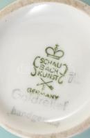Schaubachkunst porcelán bonbonier, kézzel aranyozott, jelzett, kis kopásnyomokkal, d: 12,5 cm
