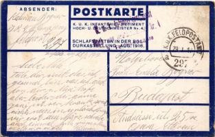 1917 Schlafstätten in der Boldurkastellung. August 1916. K.u.K. Infanterie-Regiment Hoch- u. Deutsch...