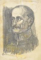 Bardócz Árpád (1882-1938): Mészáros Lázár (1796-1858) honvéd altábornagy, hadügyminiszter portréja. Ceruza, papír. Jelzett. Foltos. 29,5x21 cm