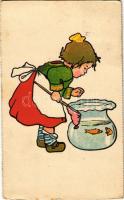 Child with goldfishes (EB)