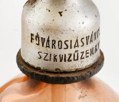 Fassberger Boldizsár Szikvízgyára Csepel szódásüveg, kopásnyomokkal, m: 28 cm