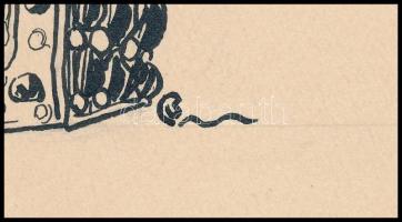 Bardócz Árpád (1882-1938): Magyar korona. Tus, papír. Jelzett. Foltos. 22x30 cm