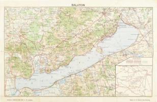 1935 Balaton térkép, Turisták lapja, Bp., M. Kir. Balatoni Intéző Bizottság, hajtott, 25x42 cm
