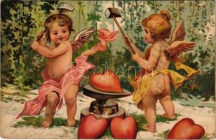 1907 Cupid with hearts. litho (EK)