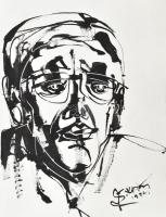 Cs. Kovács László (1929-2001): Portré. Tus, papír, jelzett, 39×29,5 cm.