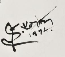 Cs. Kovács László (1929-2001): Portré. Tus, papír, jelzett, 39×29,5 cm