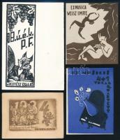 11 db ex libris és kisgrafika: Bordás, Dahros, Nagy Árpád, Kozlowszky, Végh, Vadász stb., klf. techn...