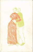Lady art postcard, romantic couple