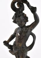 Puttó figurális talpas kínáló, bronzozott fém, jelzés nélkül, szép állapotban, d: 20,5 cm, m: 28,5 c...