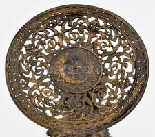 Puttó figurális talpas kínáló, bronzozott fém, jelzés nélkül, szép állapotban, d: 20,5 cm, m: 28,5 c...