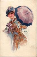 Lady art postcard. ERKAL No. 305/3. s: Usabal
