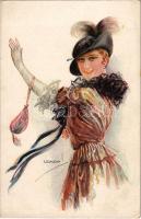 Lady art postcard. ERKAL No. 307/5. s: Usabal (EK)