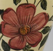 Antik Városlőd váza, virágmintás, jelzéssel, kopott, m: 36 cm