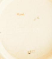 cca 1900 Szecessziós francia majolika kancsó, ón fedővel, jelzett, kis kopottsággal, tűzhibával, máz...