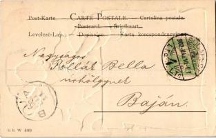 1902 Treff dáma (Francia kártya) / Queen of Clubs (French card). Art Nouveau, Emb. B.R.W. 409. (EK)