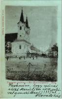 Vác, Piaristák temploma a Szentháromság térrel. Divald Károly 159.