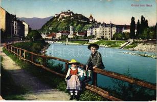 1912 Graz (Steiermark), general view, bridge (EK)