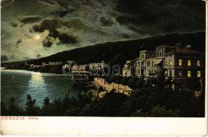 1905 Abbazia, Opatija; Slatina / beach at night (EK)