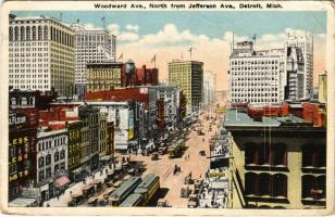 1923 Detroit (Michigan), Woodward Ave. North from Jefferson Avenue, trams, hotel (EB)