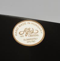 Ajka kristály nagy méretű kínáló, minimális kopottsággal, címkével jelölt, d: 25 cm, m: 15 cm