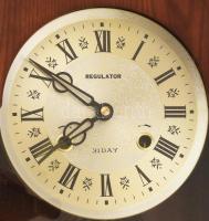 Regulator faházas falióra. Lóalakos oromdísze levált, szép állapotú, kulcsa megvan, nem kipróbált, 6...