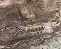 1998 Veronese Design: Camargue lovai. Bronzozott műgyanta, márvány talapzaton, jelzéssel, szép állap...