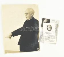 Bangha Béla (1880-1940) teológus eredeti fotója 24x16 cm Két szentkép róla összeragadva
