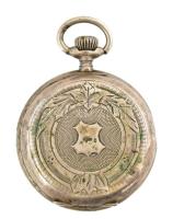 Ezüst tokos zsebóra, megviselt, sérült, hiányos, nem működik d: 50 mm