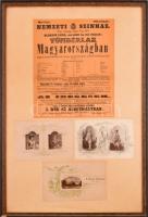 1871 Blaha Lujza első fellépésének színházi plakátja, valamint a színésznőt ábrázoló korabeli grafikák nagy méretű üvegezett keretben 50x80 cm