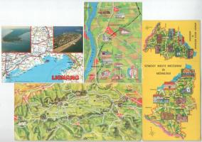 21 db MODERN térképes képeslap vegyes méretben / 21 modern map motive postcards in mixed sizes