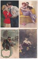 17 db RÉGI művész motívum képeslap vegyes minőségben: szerelmes párok / 17 pre-1945 art motive postcards in mixed quality: couples in love