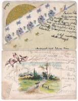 20 db RÉGI üdvözlő motívum képeslap vegyes minőségben / 20 pre-1945 greeting motive postcards in mixed quality