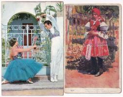 25 db főleg MODERN népviseletes képeslap / 25 mostly modern folklore motive postcards