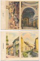 4 db MODERN magyar Képzőművészeti Alap leporello: Eger, Sopron, Győr, Szeged