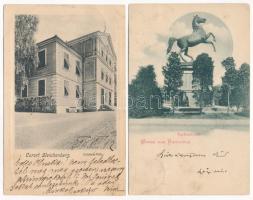 9 db RÉGI hosszú címzéses külföldi város képeslap vegyes minőségben / 9 pre-1905 European town-view ...