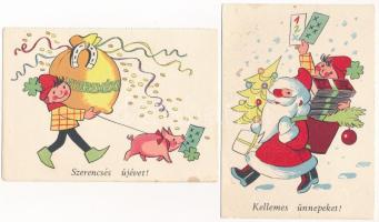 2 db modern Totó-lottó leporello üdvözlőlap, reklámlap / 2 MODERN lottery advertisement cards, greeting cards