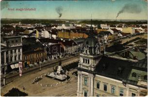 1913 Arad, tér madártávlatból, Maresch Gyula üzletének reklámzászlója / square, advertising flag of a shop (EB)