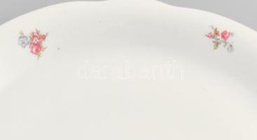 Zsolnay virágmintás kínáló, matricás, kis kopással, jelzett, d: 30 cm