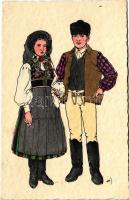 Csík, Ciuc; Székely népviselet, pár / Szekler couple, folklore