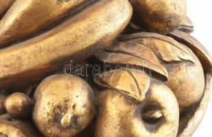 cca 1950-1960 Gyümölcskínáló szobor, aranyozott és festett műgyanta, jelzés nélkül, szép állapotban,...