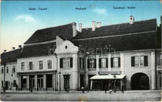 Medgyes, Mediasch, Medias; Hotel Traube, Conditorei Wokler / Traube szálloda, Wokler cukrászda. Kiadja Fritz Guggenberger / hotel, confectionery, pastry shop (Rb)